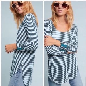 Anthropologie Akemi + Kin Sylvie Pointelle Striped Long Sleeve Knit Tuni…